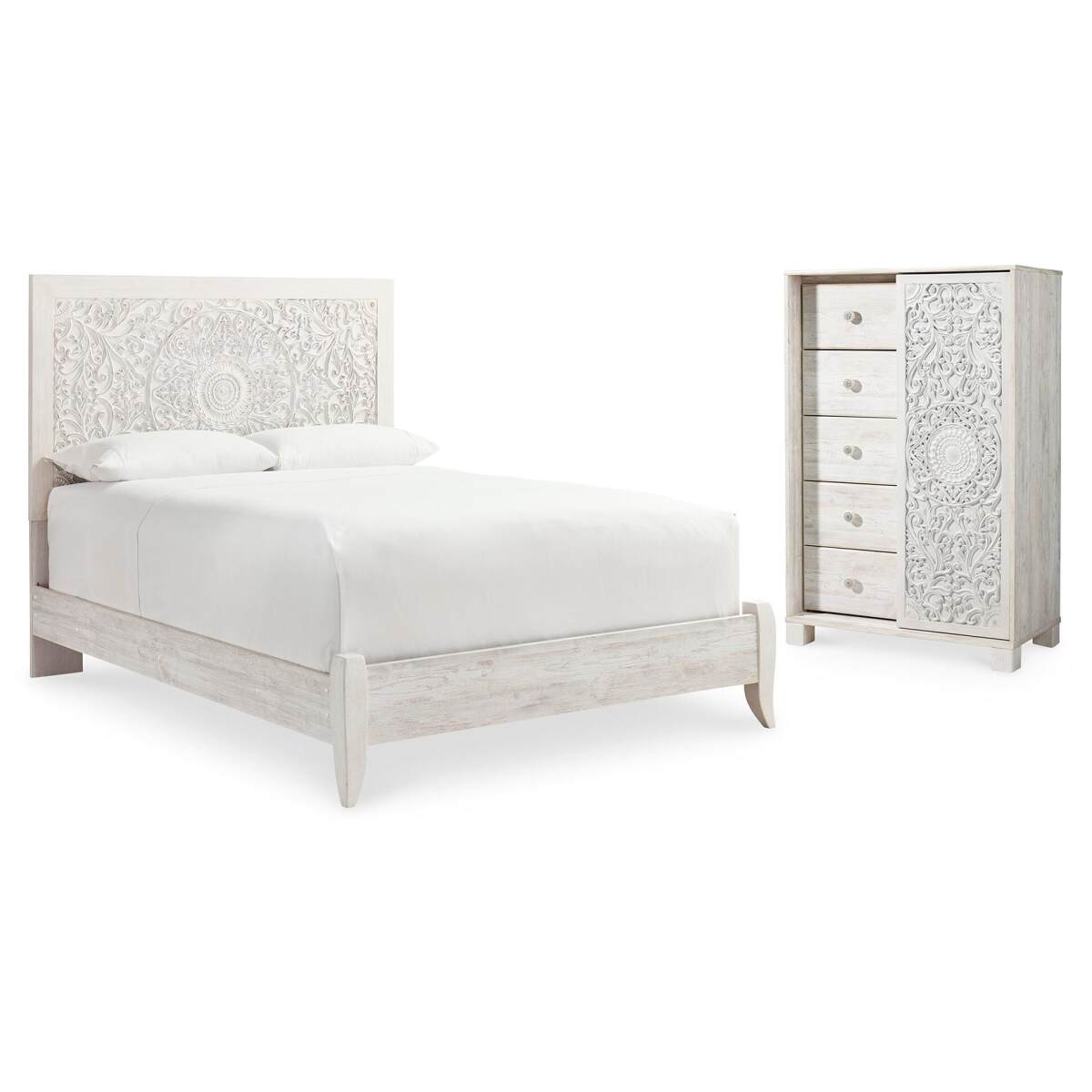 4b6bab54ac1023a53b1c6e0378728eda Paxberry Queen Panel Bed and Chest - Image 1