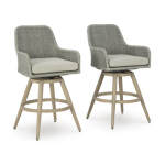 Seton Creek Outdoor Bar Height Barstool with Cushion (Set of 2)