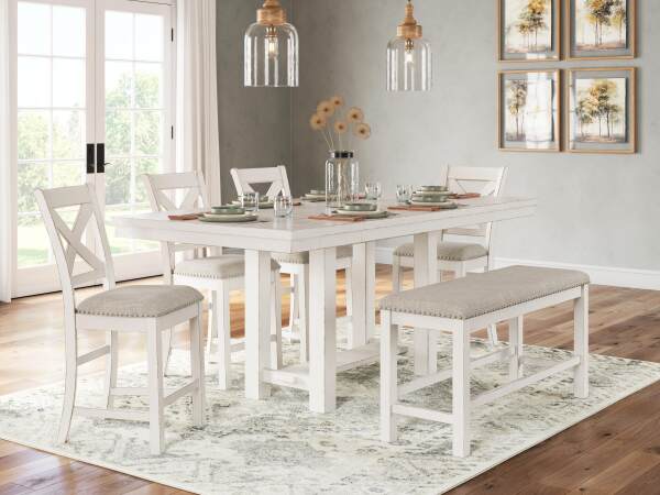 Robbinsdale Counter Height Dining Table, 4 Barstools and Bench - Image 3