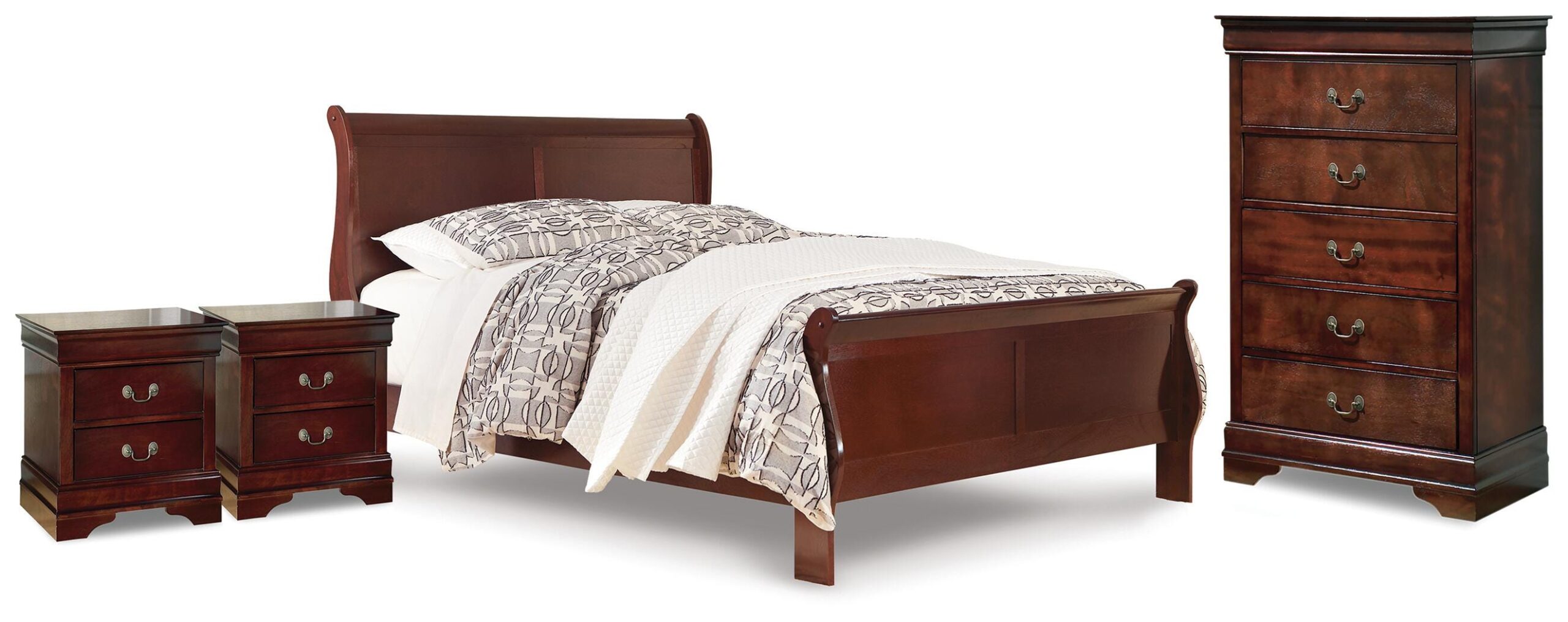 4c0fe1b022e5d7fbc2b87115cfc8dddb Alisdair Queen Sleigh Bed, Chest and 2 Nightstands - Image 1