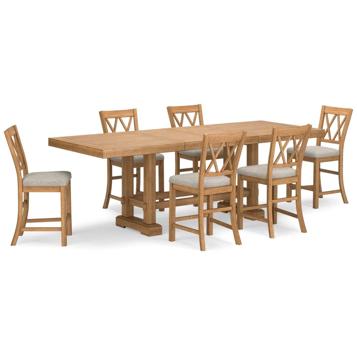 4c2b0328ebd6be6a8c0f570ed0c20fe9 Havonplane Counter Height Extension Dining Table and 6 Barstools - Image 1