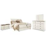 Willowton King Sleigh Bed, Dresser, Mirror and 2 Nightstands