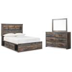Drystan Full Panel Bookcase Bed, with Storage, Dresser and Mirror