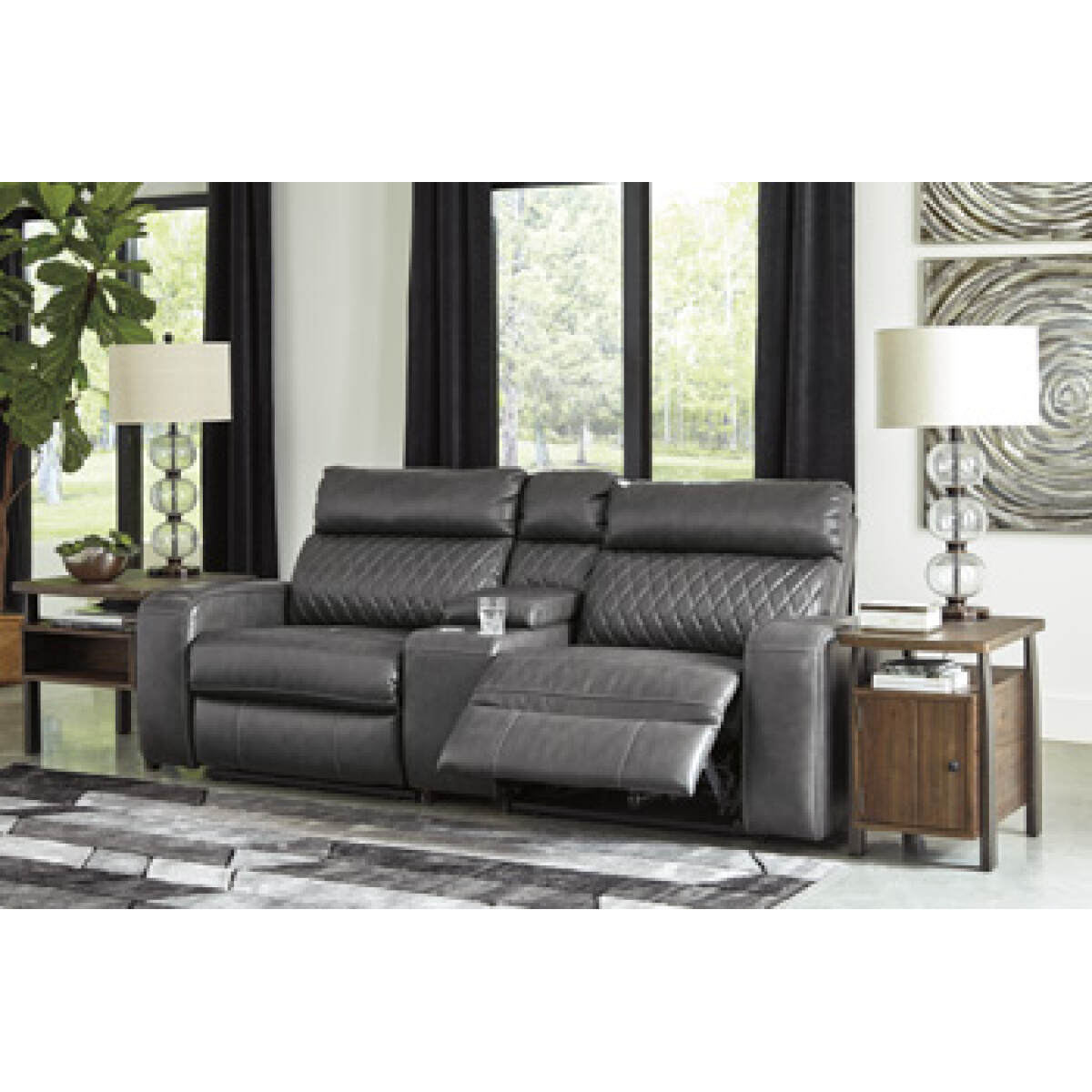 4ca724e310e743f98aeeb966ae0f5b2e Samperstone 3-Piece Power Reclining Sectional Loveseat - Image 1