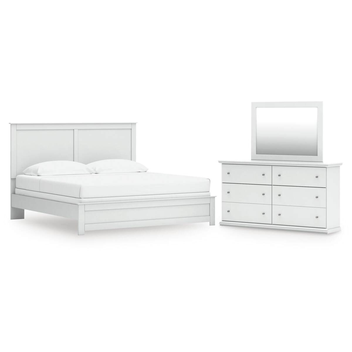 4f28afa0e15242ac21bcf3b846ada0c6 Bostwick Shoals King Panel Bed, Dresser and Mirror - Image 1