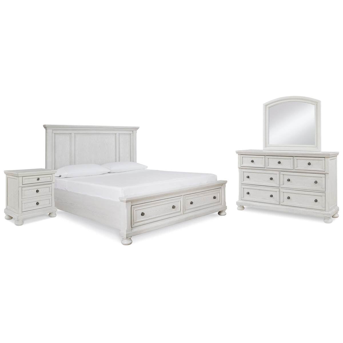 50b9d2dc7c89e3d66594aa2f2feda335 Robbinsdale Queen Storage Bed, Dresser, Mirror and Nightstand - Image 1