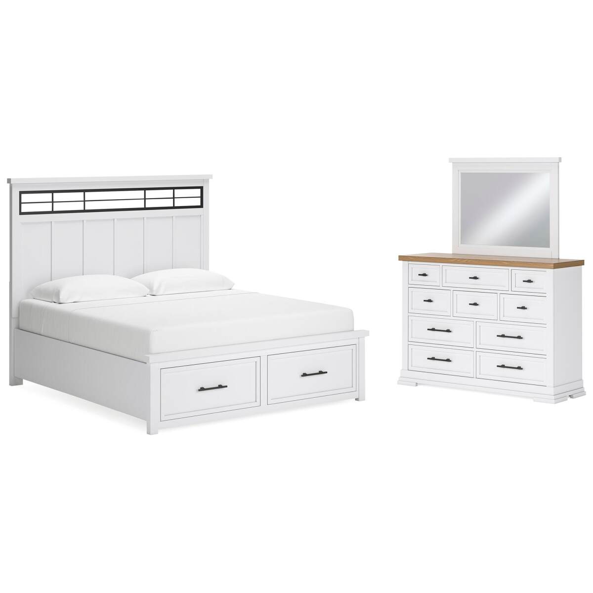 51385536431cf6892d0f8ae12b5a7354 Ashbryn King Panel Storage Bed, Dresser and Mirror - Image 1