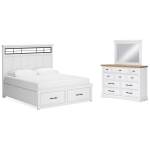 Ashbryn King Panel Storage Bed, Dresser and Mirror