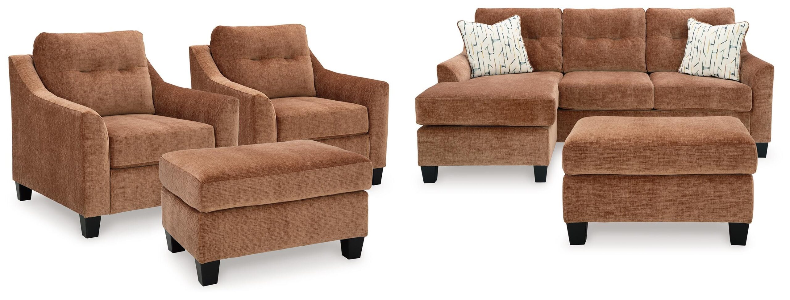 539d00c58cfb39970b9319d24d6ca430 Amity Bay Sofa Chaise Sleeper, 2 Chairs and 2 Ottomans - Image 1