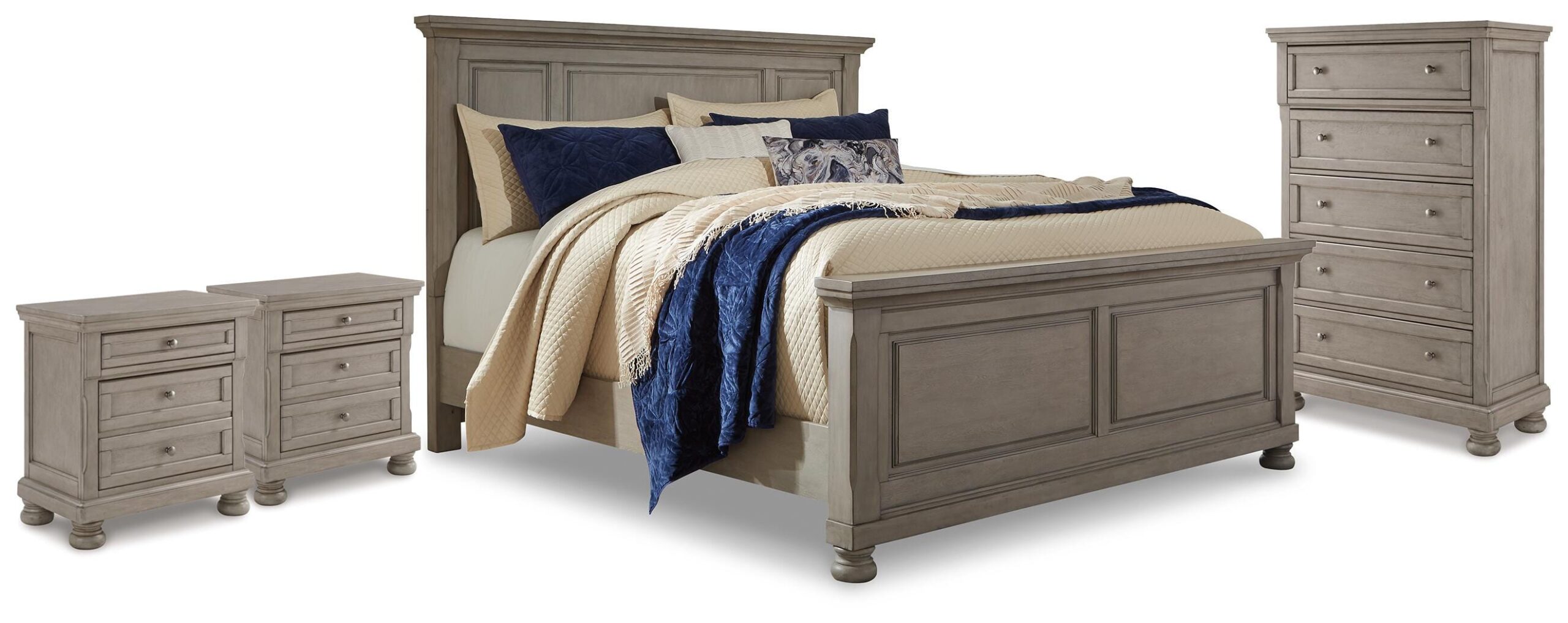 53e5937364542a26574fa6de9f2ad439 Lettner King Panel Bed, Chest and 2 Nightstands - Image 1