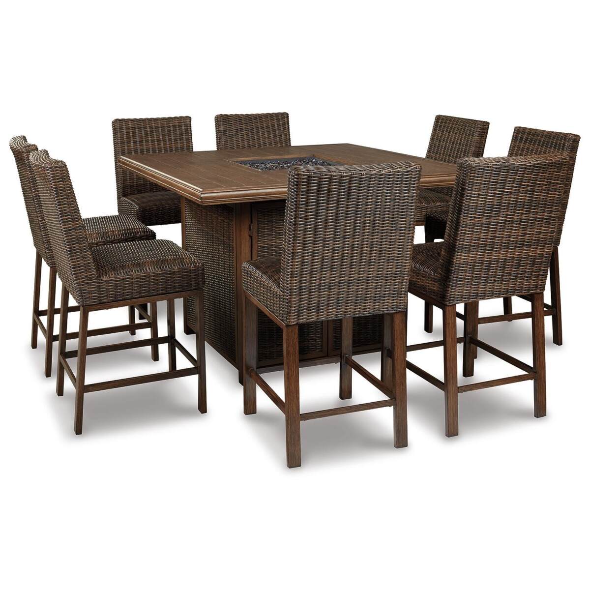 54358837f6c83fa6cc6655f84f0fe376 Paradise Trail Outdoor Counter Height Dining Table with 6 Barstools - Image 1
