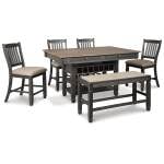 Tyler Creek Counter Height Dining Table and 4 Barstools and Bench