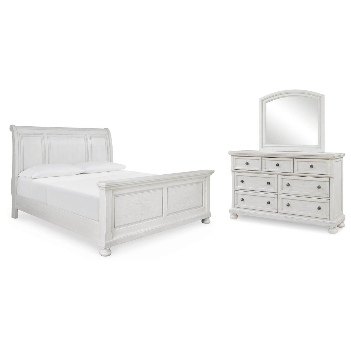 58e7eef7bfaa40c2bc3a15f75b07e0d0 Robbinsdale King Sleigh Bed, Dresser and Mirror - Image 1