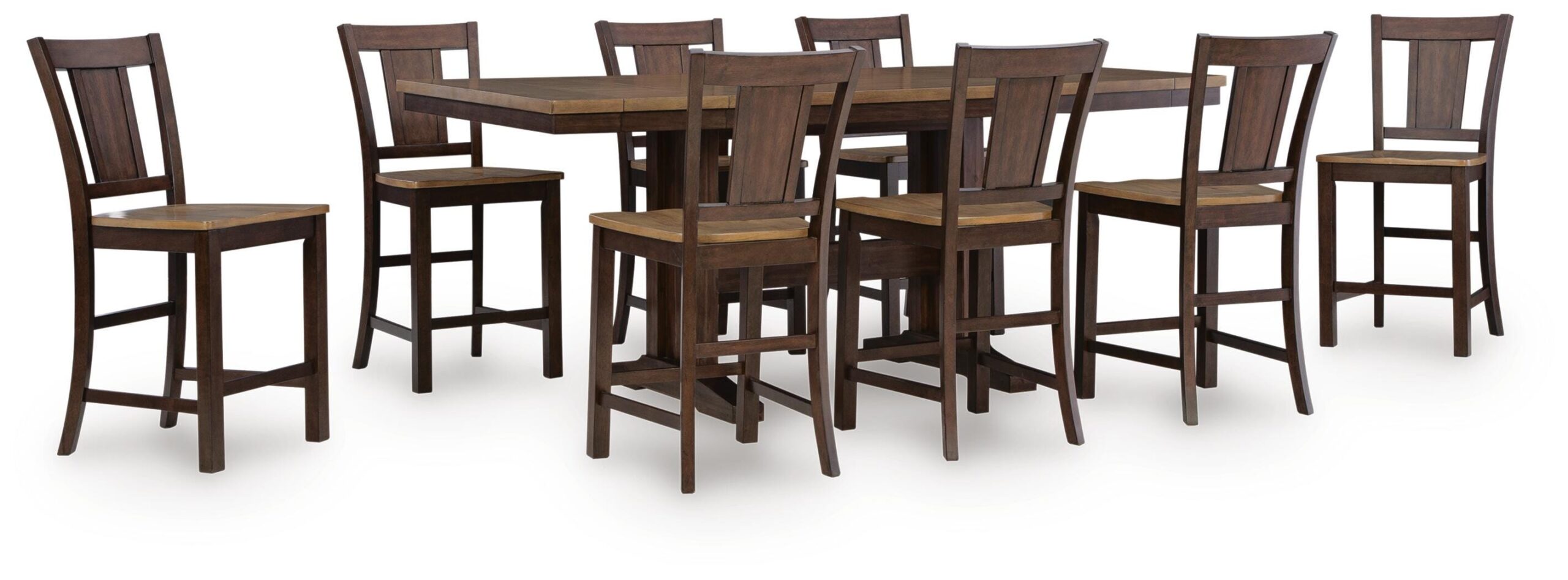 591d1b0f65632a29750f995058516b4a Rylandeen Counter Height Extension Dining Table and 8 Barstools - Image 1