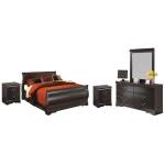 Huey Vineyard Full Sleigh Bed with Mirrored Dresser and 2 Nightstands - Image 2