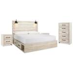 Cambeck King Panel Bed with Storage, Chest and 2 Nightstands