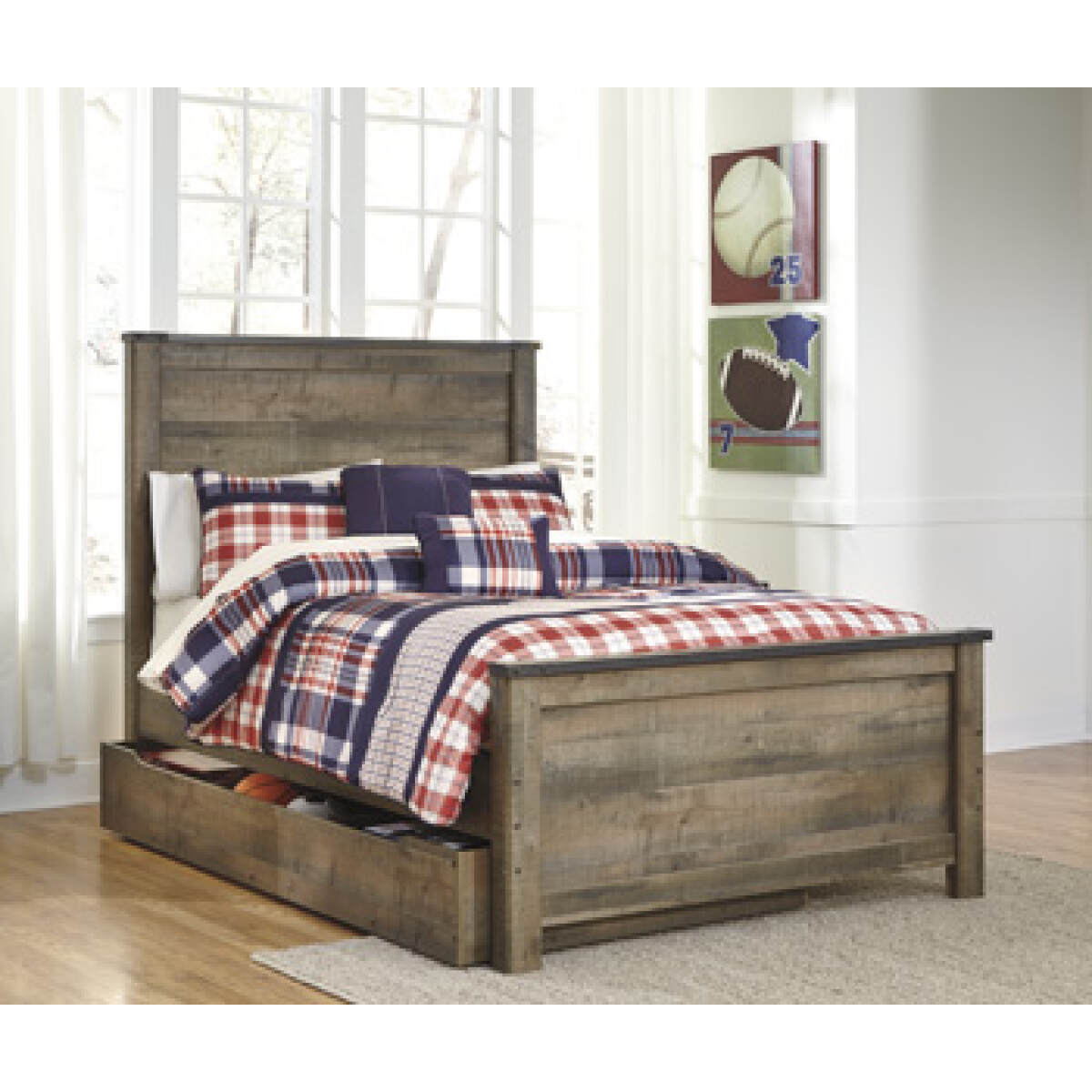 59d753d1b9d79aa2d26c609e0e9c141f Trinell Full Panel Bed with 1 Large Storage Drawer - Image 1