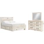 Lawroy Queen Panel Bed with Storage, Dresser and Mirror