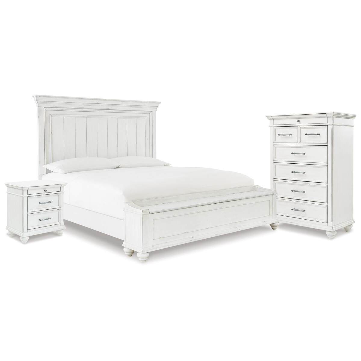 5ae21f094589c21bef282a813e2f7f60 Kanwyn King Panel Storage Bed, Chest and Nightstand - Image 1