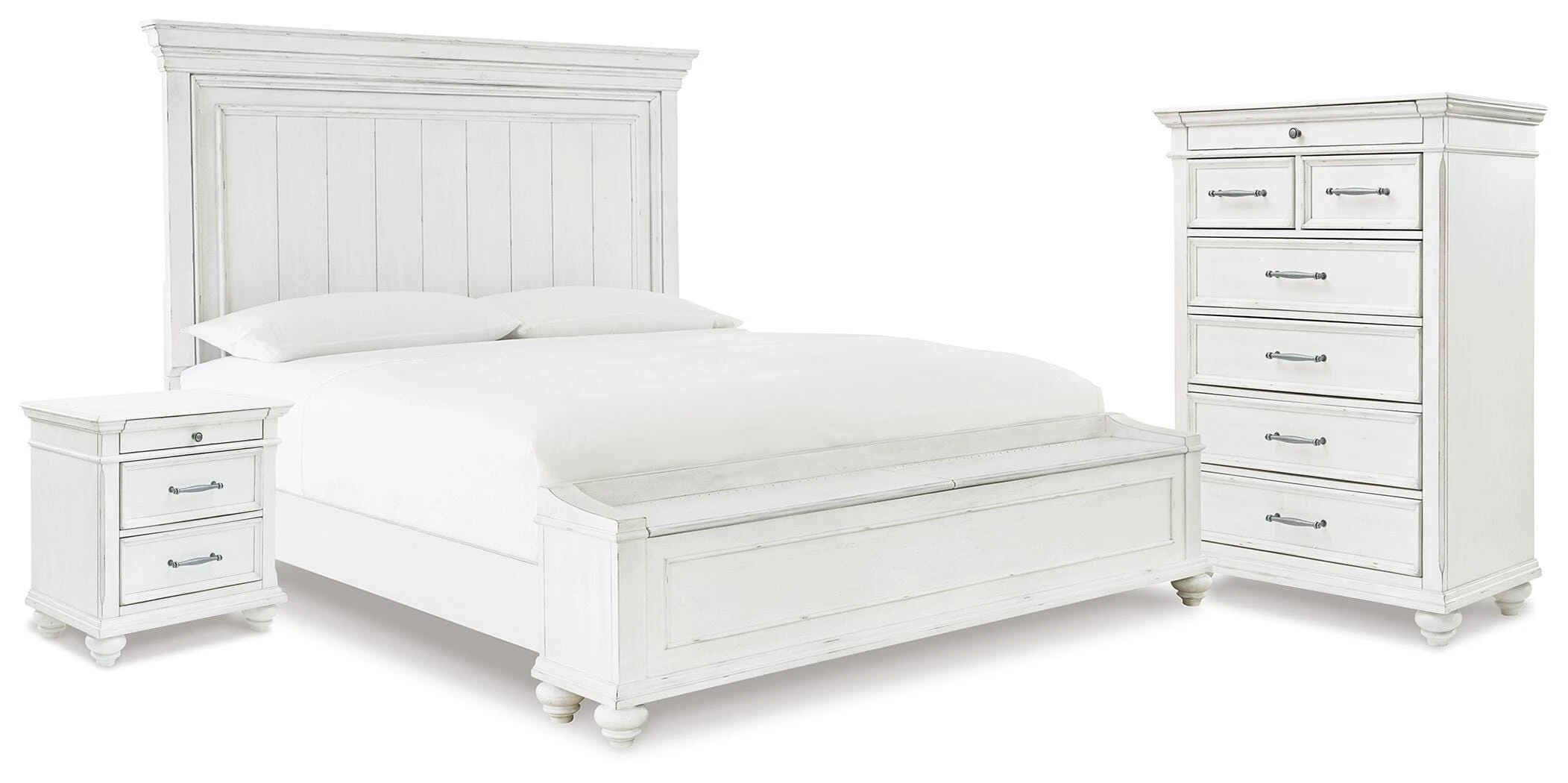 5ae21f094589c21bef282a813e2f7f60 Kanwyn King Panel Storage Bed, Chest and Nightstand - Image 1
