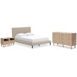 Cielden Queen Upholstered Bed, Dresser and 2 Nightstands