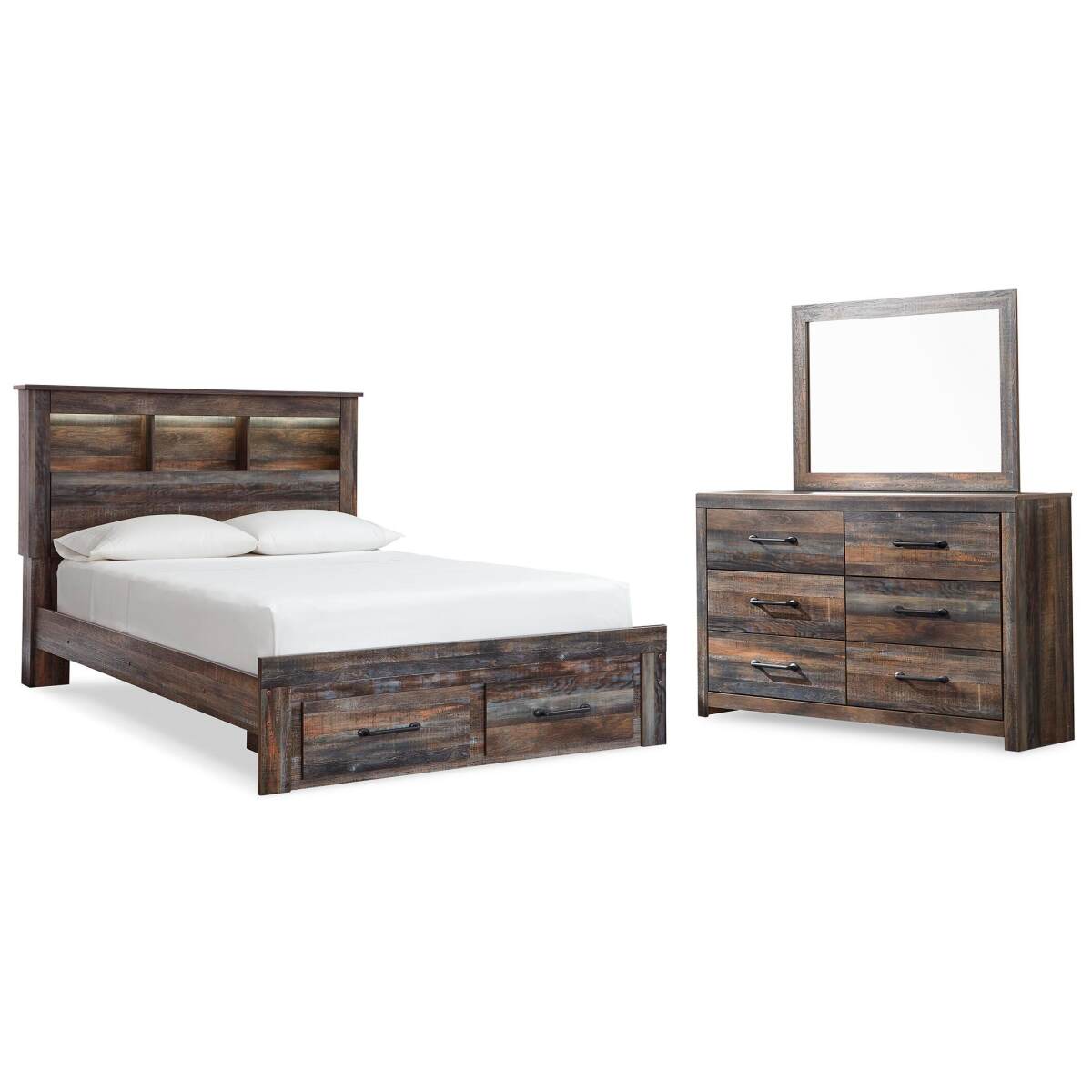 5c4a62b97c2cd6c13894ee78d4a3df84 Drystan Full Bookcase Storage Bed, Dresser and Mirror - Image 1