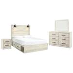 Cambeck Queen Panel Bed with Storage, Dresser, Mirror and Nightstand