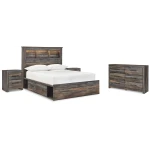 Drystan Full Bookcase Bed with 2 sided Storage, Dresser and Nightstand