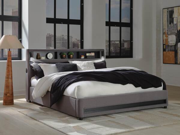 Verishaw California King Upholstered Bed with Wireless Audio - Image 3