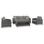 Oasis Court Outdoor Sofa/Chairs/Table Set (Set of 4)