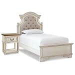 Realyn Twin Upholstered Panel Bed and Nightstand