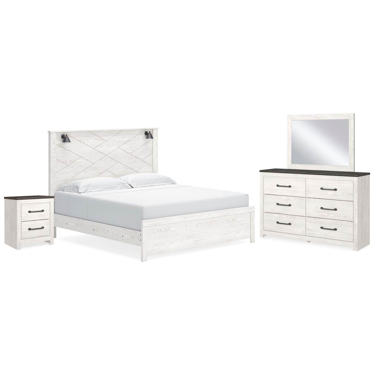 60fcf8ccc9704ac4ac18cb857600e68a Gerridan King Panel Bed, Dresser, Mirror and Nightstand - Image 1