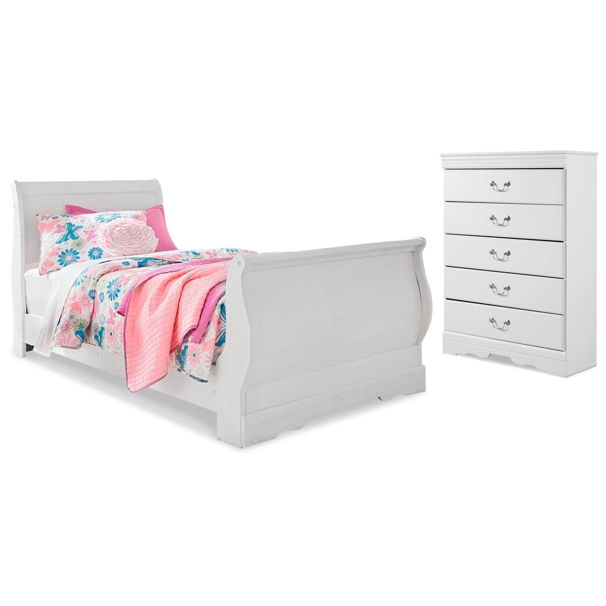 6111fe4270a0902c6104dd7152b5293a Anarasia Twin Sleigh Bed and Chest - Image 1