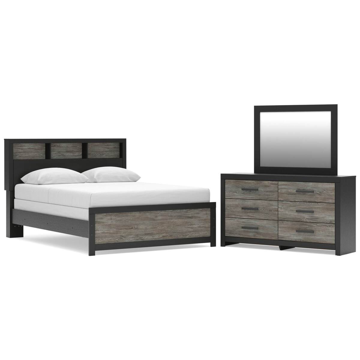 6159c38c6394858c42f3463d67731c94 Broachmyn Queen Bookcase Bed, Dresser and Mirror - Image 1