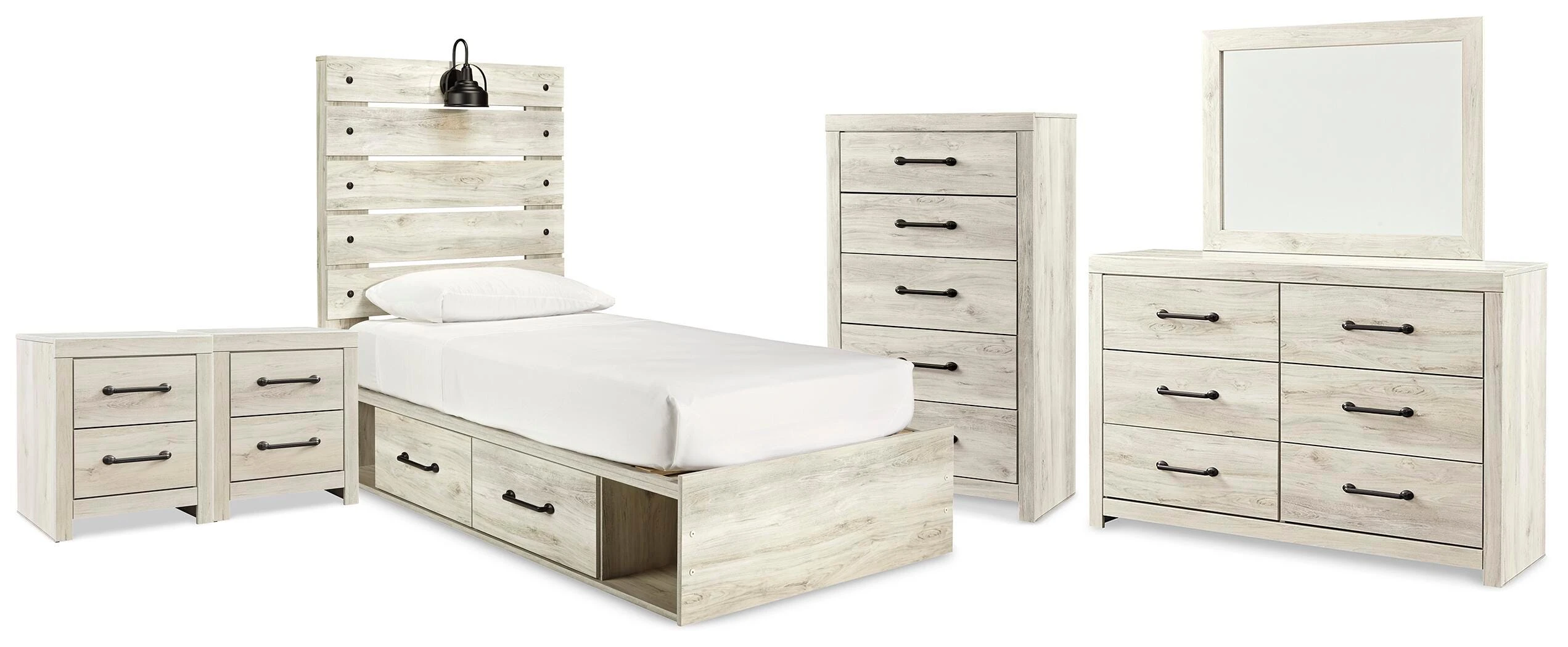 616bcbb897d62b43087a93968e3ff277 Cambeck Twin Panel Bed with Storage, Dresser, Mirror, Chest and 2 Nightstands - Image 1