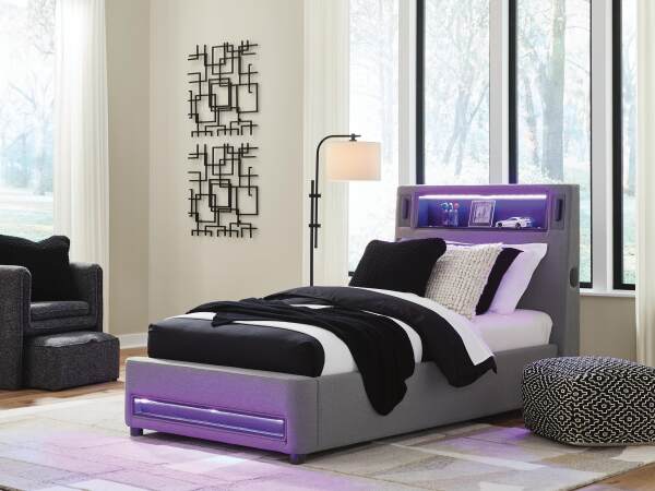 Verishaw Twin Upholstered Bed with Wireless Audio - Image 11