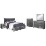 Lodanna King Upholstered Storage Bed, Dresser, Mirror, Chest and 2 Nightstands