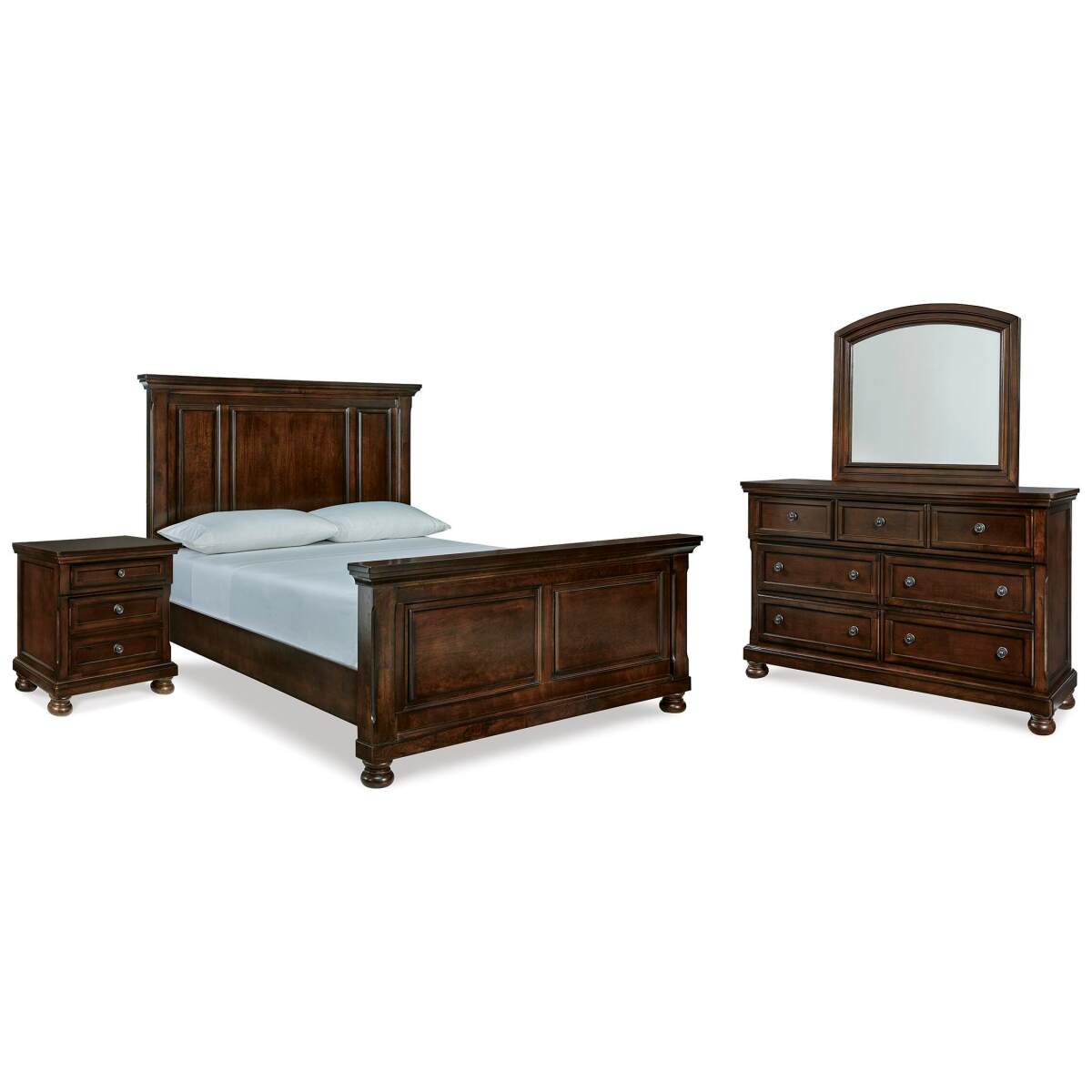 6315d9af40c7f7fa0ab6cea22a0f3379 Porter Queen Panel Bed, Dresser, Mirror and Nightstand - Image 1