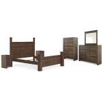Juararo California King Poster Bed, Dresser, Mirror, Chest and 2 Nightstands - Image 3