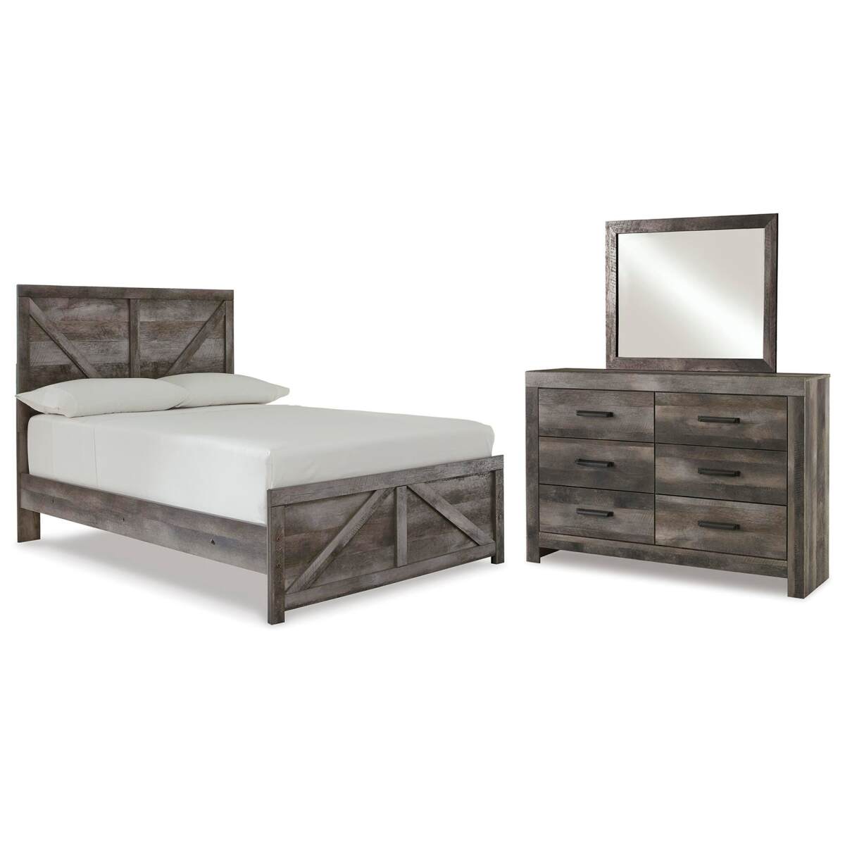 666cff7850b649ff63be77ce016b8b81 Wynnlow Full Crossbuck Panel Bed, Dresser and Mirror - Image 1
