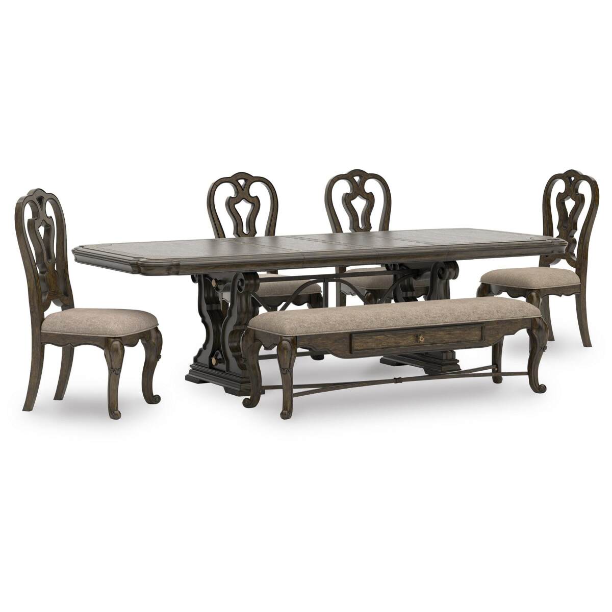 66a55badceb690f11cf0f23ecf7eed95 Maylee Extension Dining Table, 4 Chairs and Bench - Image 1