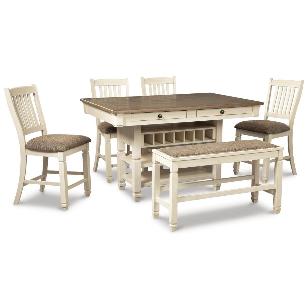 68d3a12ad7ad587e3b2bb23f77740fcb Bolanburg Counter Height Dining Table and 4 Barstools and Bench - Image 1