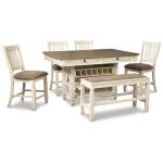 Bolanburg Counter Height Dining Table and 4 Barstools and Bench