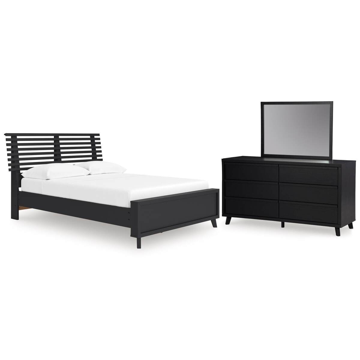 698175495e5668df60dfa779fb6a2028 Danziar Full Slat Panel Platform Bed, Dresser and Mirror - Image 1