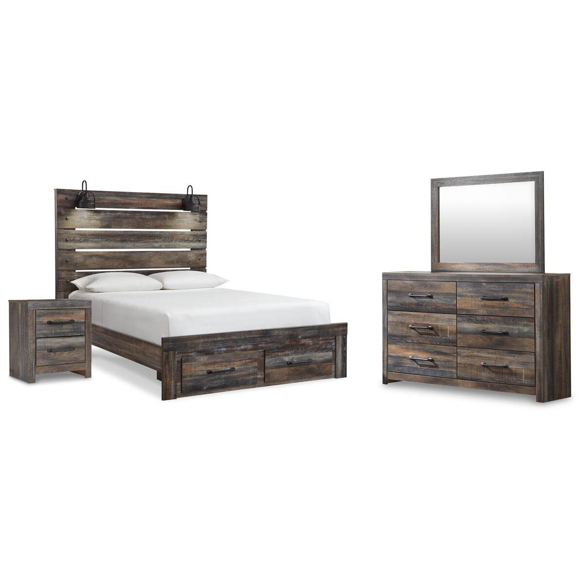 6b1901a93fe0f498f1d0d126e375ed2d Drystan Queen Panel Storage Bed, Dresser, Mirror and Nightstand - Image 1
