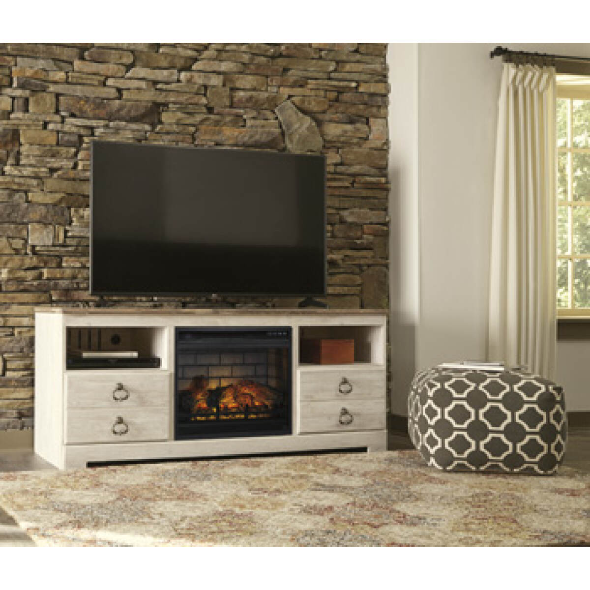 6baa928b8648ba8319f28b2faa03536a Willowton 64" TV Stand with Electric Fireplace - Image 1