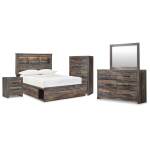 Drystan Full Bookcase Bed, Dresser, Mirror, Chest and Nightstand