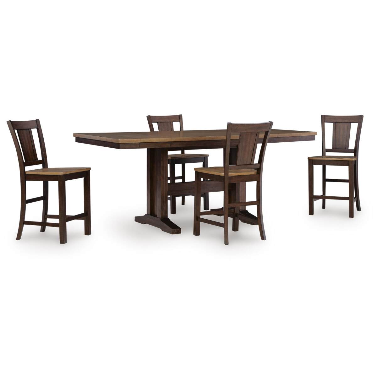 6ccb3e11293e9796c74b43d5620896c5 Rylandeen Counter Height Extension Dining Table and 4 Barstools - Image 1