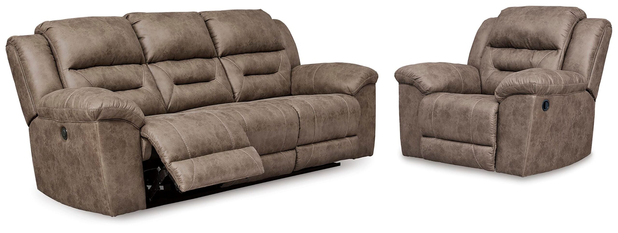 6dcbc1b5875d02e5e1deb5be6fea9beb Stoneland Power Reclining Sofa and Manual Recliner - Image 1