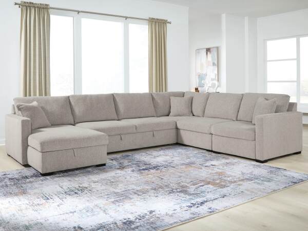 ModMax Luxe 5-Piece Sectional with Storage Chaise and Pop Up Sleeper - Image 3